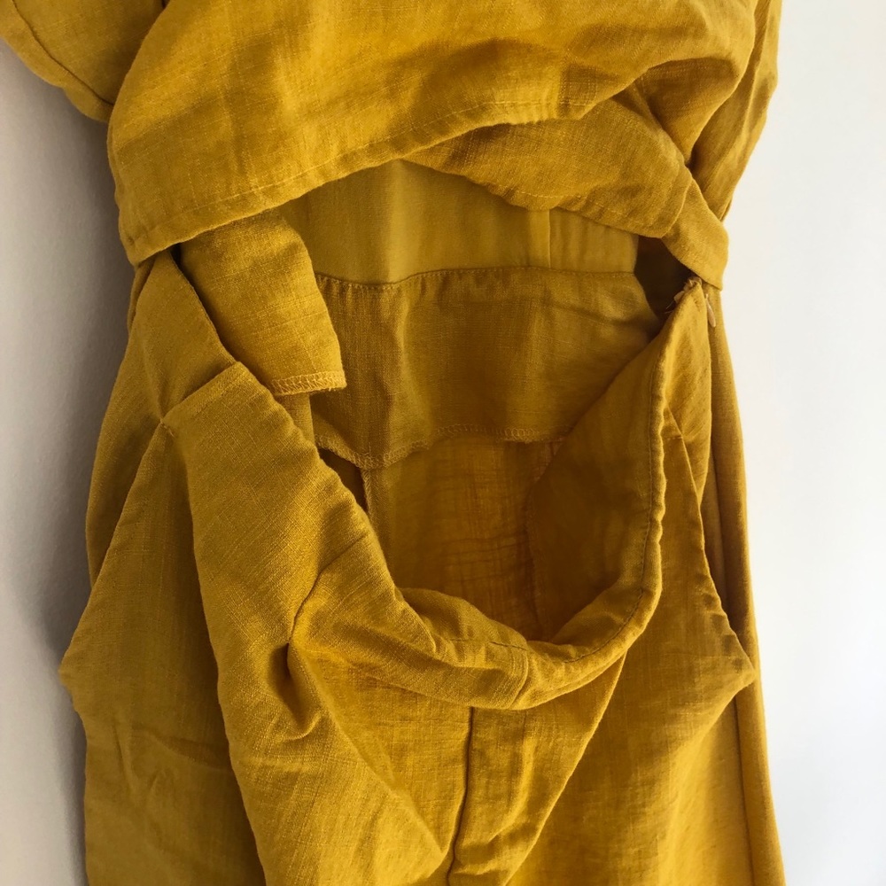 Mustard Linen Tie Back Long Jumper - Picture 5 of 9